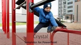  Presentation with playground - Presentation design enhanced with child-playing-on-the-playground background and a red colored foreground