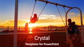  Presentation with swing - Beautiful theme featuring child playing swing against sunset backdrop and a tawny brown colored foreground