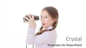  Presentation with filipino child playing - Presentation theme enhanced with child-playing-with-binoculars-spying background and a white colored foreground