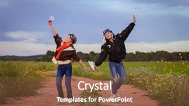  Presentation with travel - Beautiful slide deck featuring child playing with paper plane backdrop and a  colored foreground