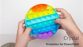  Presentation with colorful hands - Audience pleasing slide deck consisting of child-playing-with-the-colorful backdrop and a coral colored foreground