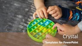  Presentation with rainbow - Beautiful presentation design featuring child-playing-with-the-pop backdrop and a coral colored foreground