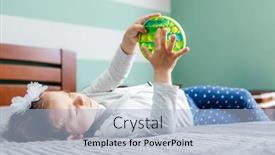  Presentation with rainbow - Presentation design having child-playing-with-the-pop background and a light blue colored foreground