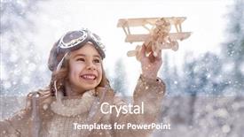  Presentation with plane - Colorful presentation theme enhanced with child playing with toy plane backdrop and a coral colored foreground