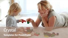  Presentation with mother and child health care - Colorful slide set enhanced with child playing with wooden blocks backdrop and a coral colored foreground