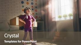  Presentation with child dream house - Presentation theme featuring child plays in an astronaut background and a tawny brown colored foreground