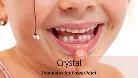  Presentation with parent child teen - Slide set consisting of child pointing to missing teeth background and a coral colored foreground