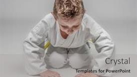  Presentation with martial arts - Beautiful presentation theme featuring child-practicing-martial-arts backdrop and a light gray colored foreground