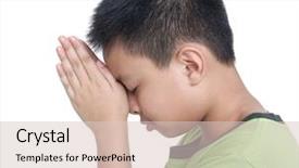  Presentation with children praying - Theme consisting of child praying over white background background and a lemonade colored foreground