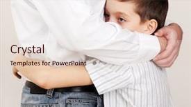  Presentation with family problems - Amazing theme having father comforts a sad child backdrop and a lemonade colored foreground