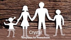  Presentation with cardboard - Colorful PPT layouts enhanced with child protection - cardboard figures of the family backdrop and a violet colored foreground