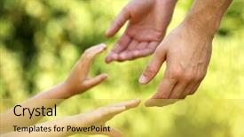  Presentation with daughter - Slide set featuring child protection - father and daughter hands outdoors background and a yellow colored foreground