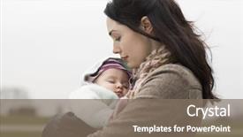  Presentation with child protection - PPT theme with child protection - side view of young mother background and a gray colored foreground