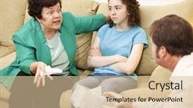  Presentation with family therapy - Colorful PPT theme enhanced with child psychiatry - angry mother complains about her backdrop and a lemonade colored foreground