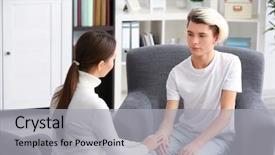 Presentation with working - Amazing presentation design having child psychiatry - young female psychologist working backdrop and a light gray colored foreground
