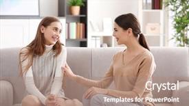  Presentation with psychiatry - PPT layouts consisting of child psychiatry - young female psychologist working background and a coral colored foreground