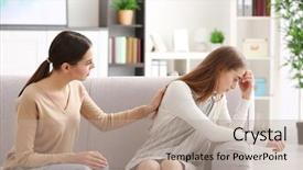  Presentation with teenager winners - Colorful slide deck enhanced with child psychiatry - young female psychologist working backdrop and a coral colored foreground