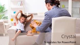  Presentation with child psychology - Audience pleasing slide set consisting of child-psychologist-attending-small-girl backdrop and a mint green colored foreground