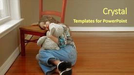  Presentation with sad girl - Amazing presentation having child psychology - young girl alone in room backdrop and a coral colored foreground