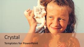  Presentation with sea shell - Cool new PPT layouts with child put the shell backdrop and a coral colored foreground