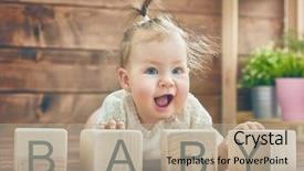  Presentation with baby blocks - Presentation design consisting of happy child baby girl playing background and a mint green colored foreground
