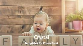  Presentation with baby blocks - PPT theme consisting of child puts the word family background and a coral colored foreground