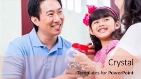  Presentation with college student money - Audience pleasing PPT theme consisting of child putting coins in jar backdrop and a coral colored foreground