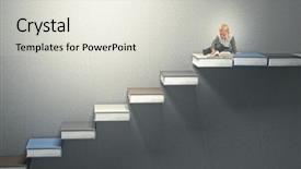  Presentation with study - PPT theme enhanced with little child read on abstract background and a sky blue colored foreground