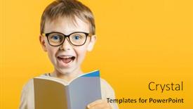 Presentation with bright - Presentation having child-reads-a-book-against background and a gold colored foreground
