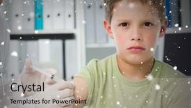  Presentation with epidural injection - PPT theme enhanced with child recieve treatment - boy receiving an injection background and a  colored foreground