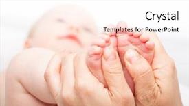  Presentation with foot treatment - Presentation theme featuring child recieve treatment - close-up shot of three month background and a sky blue colored foreground