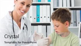  Presentation with plastic injection mould - Slides having child recieve treatment - little boy receiving an injection background and a light gray colored foreground