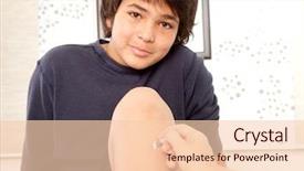  Presentation with acupuncture - Slides enhanced with child recieve treatment - portrait of a happy young background and a lemonade colored foreground