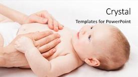  Presentation with massage therapist - Audience pleasing presentation theme consisting of child recieve treatment - three month baby girl is backdrop and a sky blue colored foreground