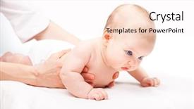  Presentation with massage therapist - Presentation design with child recieve treatment - three month baby girl is background and a  colored foreground