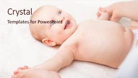  Presentation with baby girl - PPT layouts having child recieve treatment - three month baby girl is background and a sky blue colored foreground
