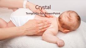 Presentation with massage therapist - Slide set consisting of child recieve treatment - three month baby girl is background and a lemonade colored foreground