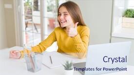  Presentation with young children at school - Cool new slide deck with child rights - beautiful young girl studying backdrop and a sky blue colored foreground