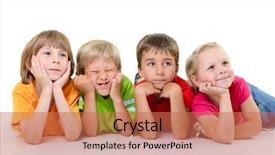 Presentation with funny - Beautiful presentation theme featuring child rights - cute funny children in colored backdrop and a coral colored foreground