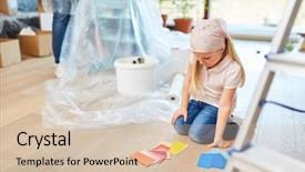  Presentation with wall paint - Cool new presentation theme with child rights - girl is thinking backdrop and a soft green colored foreground