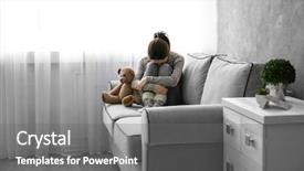  Presentation with toy - Presentation theme with child rights - little girl with toy bear background and a gray colored foreground