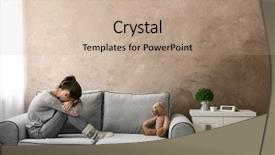  Presentation with toy - Presentation having child rights - little girl with toy bear background and a coral colored foreground