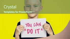  Presentation with pupil - Beautiful PPT theme featuring wall decorated with many stained glass windows backdrop and a gray colored foreground