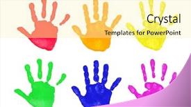  Presentation with order - Amazing PPT layouts having child rights - set of colorful hand prints backdrop and a blonde colored foreground