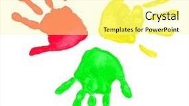  Presentation with colorful hand prints - Colorful presentation enhanced with child rights - set of colorful hand prints backdrop and a blonde colored foreground