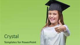  Presentation with group of three young girl - Presentation featuring child rights - young beautiful girl wearing graduate background and a mint green colored foreground