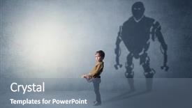  Presentation with self - PPT theme consisting of child robot - little boy s self image background and a gray colored foreground