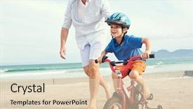  Presentation with bicycle - Amazing theme having safety kids - father and son learning backdrop and a lemonade colored foreground