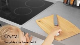  Presentation with children playing - Beautiful presentation theme featuring children hurt - little girl playing with knife backdrop and a coral colored foreground