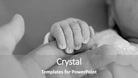  Presentation with newborn baby on his mothers and - PPT layouts featuring newborn baby hand on hands background and a gray colored foreground